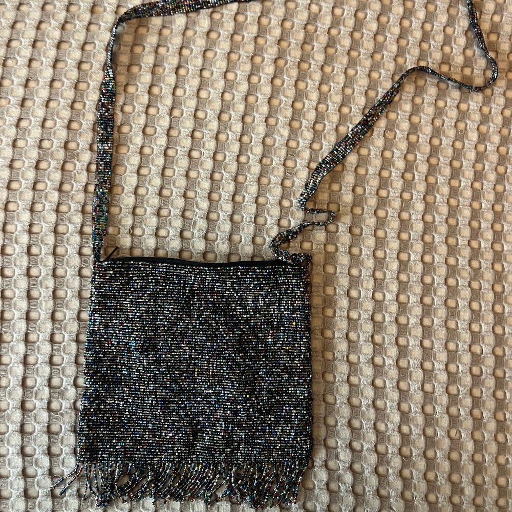 Beaded Multi-Color Small Purse with Long Strap
